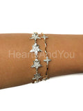 3ct Round Cut Moissanite Thin Dainty Star Charm Bracelet 14k White Gold Plated