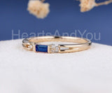 0.1ct Baguette Cut Simulated Sapphire Half Eternity Wedding Band 14k Gold Plated