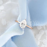 0.3ct Pear Cut Simulated Diamond Solitaire Engagement Ring 14k Rose Gold Plated