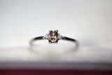 0.3ct Engagement Ring Oval Cut Champagne Diamond Trilogy 14k White Gold Finish