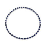 30Ct Oval Blue Sapphire Diamond Tennis Necklace 18K White Gold Finish