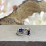 0.5ct Baguette Cut Simulated Blue Sapphire Bypass Ring 14k White Gold Plated