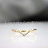 0.12ct Round Cut Moissanite Curved Stackable Wedding Band 14k Yellow Gold Plated