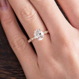 Solitaire with Accents Engagement Ring 1.5ct Oval Cut Diamond 14k Rose Gold Over