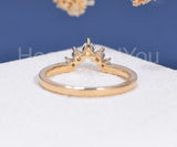0.2ct Round Cut Moissanite Curved Stackable Wedding Band 14k Yellow Gold Plated