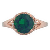2.3ct Engagement Ring Round Cut Green Emerald Split Shank 14k Rose Gold Finish