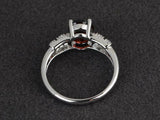 2.4ct Oval Cut Red Garnet Solitaire Split Shank Ring 14k White Gold Finish