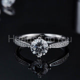 0.55ct Round Cut Moissanite Solitaire with Accents Ring 14k White Gold Plated