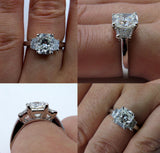 5Ct Radiant Cut Trilogy Engagement Ring 18K White Gold Finish Trapezoid Accents