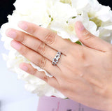 2.2ct Engagement Ring Oval Cut Blue Aquamarine Stackable 14k White Gold Finish