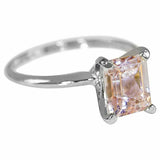 1.8ct Emerald Cut Peach Morganite Engagement Ring Solitaire 14k WhiteGold Finish
