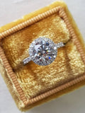 2.5ct Round Cut Diamond Halo Solitaire Engagement Ring 14k White Gold Finish