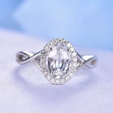 2ct Oval Cut Diamond Engagement Ring Halo Infinity Solitaire 14k White Gold Over