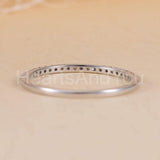 0.3ct Round Cut Simulated Sapphire Minimalist Wedding Band 14k White Gold Plated