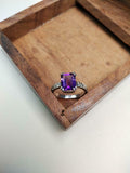 2.1ct Purple Amethyst Cut Cross Shank Solitaire Women Ring 14k White Gold Finish