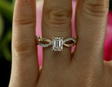 1ct Emerald Cut Diamond Infinity Band Engagement Ring 14k Dual Tone Gold Finish