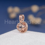 1ct Round Simulated Peach Morganite Bezel Set Pendant Chain 14k Rose Gold Plated
