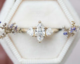 Trillion Accents Trilogy Ring 1.5ct Marquise Cut Diamond 14k Yellow Gold Finish