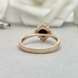 1ct Engagement Ring Round Cut Black Diamond Halo Solitaire 14k YellowGold Finish