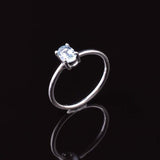 0.5ct Engagement Ring Oval Cut Blue Aquamarine Solitaire 14k White Gold Finish
