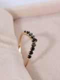 Curved Half Eternity Wedding Band 1ct Round Black Diamond 14k Yellow Gold Finish