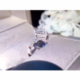 1.7ct Princess & Round Cut Diamond Engagement Ring 14k White Gold Finish Halo