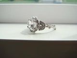 1.5Ct Round Cut Diamond Floral Leaf Design Engagement Ring 14K White Gold Finish