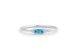 0.5ct Baguette Cut Blue Aquamarine Petite Minimalist Ring 14k White Gold Finish