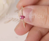 0.4ct Pear Cut Simulated Ruby Beaded Ball Solitaire Ring 14k Rose Gold Plated