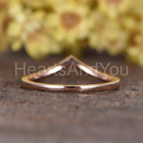 0.2ct Round Cut Moissanite Curved Minimalist Wedding Band 14k Rose Gold Plated