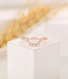 0.15ct Round Cut Moissanite Curved Minimalist Wedding Band 14k Rose Gold Plated