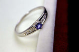 0.3ct Round Cut Blue Tanzanite Diamond Accent Solitaire Ring 14k White Gold Over