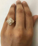 3.5ct Round Cut Diamond Engagement Ring Sunburst Ballerina 14k Rose Gold Finish