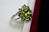 2.25ct Engagement Ring Round Cut Green Peridot Floral Halo 14k White Gold Finish