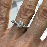 1ct Radiant Cut Diamond Engagement Ring Petite Solitaire 14k White Gold Finish