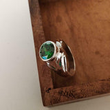 2.2ct Round Cut Green Emerald Bezel Set Solitaire Ring 14k White Gold Finish