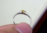 0.4ct Engagement Ring Oval Cut Yellow Sapphire Split Shank 14k White Gold Finish