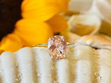 1.5ct Engagement Ring Oval Cut Peach Morganite Solitaire 14k White Gold Finish