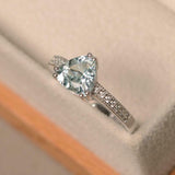 2.2ct Engagement Ring Trillion Cut Aquamarine Diamond Accent 14k White Gold Over