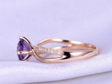 1.5ct Round Cut Purple Amethyst Engagement Ring Split Shank 14k Rose Gold Finish