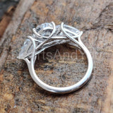2.2ct Oval Simulated Diamond Three Stone Engagement Ring 14k White Gold Plated