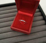 0.2ct Engagement Ring Baguette Cut Blue Aquamarine Trilogy 14k White Gold Finish