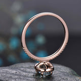 2Ct Oval Cut Blue Aquamarine Halo Solitaire Engagement Ring 18K Rose Gold Finish