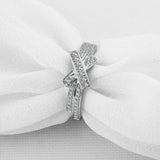 2ct Round Cut Diamond Engagement Ring Dual Shank Cross Ribbon 14k WhiteGold Over