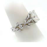 2ct Radiant Cut Diamond Engagement Ring Flower Leaf Solitaire 14k WhiteGold Over