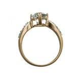 2.3ct Oval Cut Blue Aquamarine Solitaire with Accent Ring 14k Yellow Gold Finish