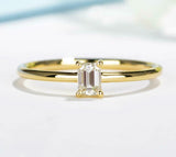 0.7ct Engagement Ring Emerald Cut Diamond Solitaire 14k Yellow Gold Finish