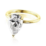 0.4ct Pear Simulated Diamond Hidden Halo Engagement Ring 14k Yellow Gold Plated