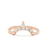 0.3ct Marquise Cut Diamond Wedding Band 14k Rose Gold Over Stackable Crown Tiara