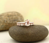 1ct Oval Cut Simulated Morganite Half Eternity Bridal Set 14k Rose Gold Plated
